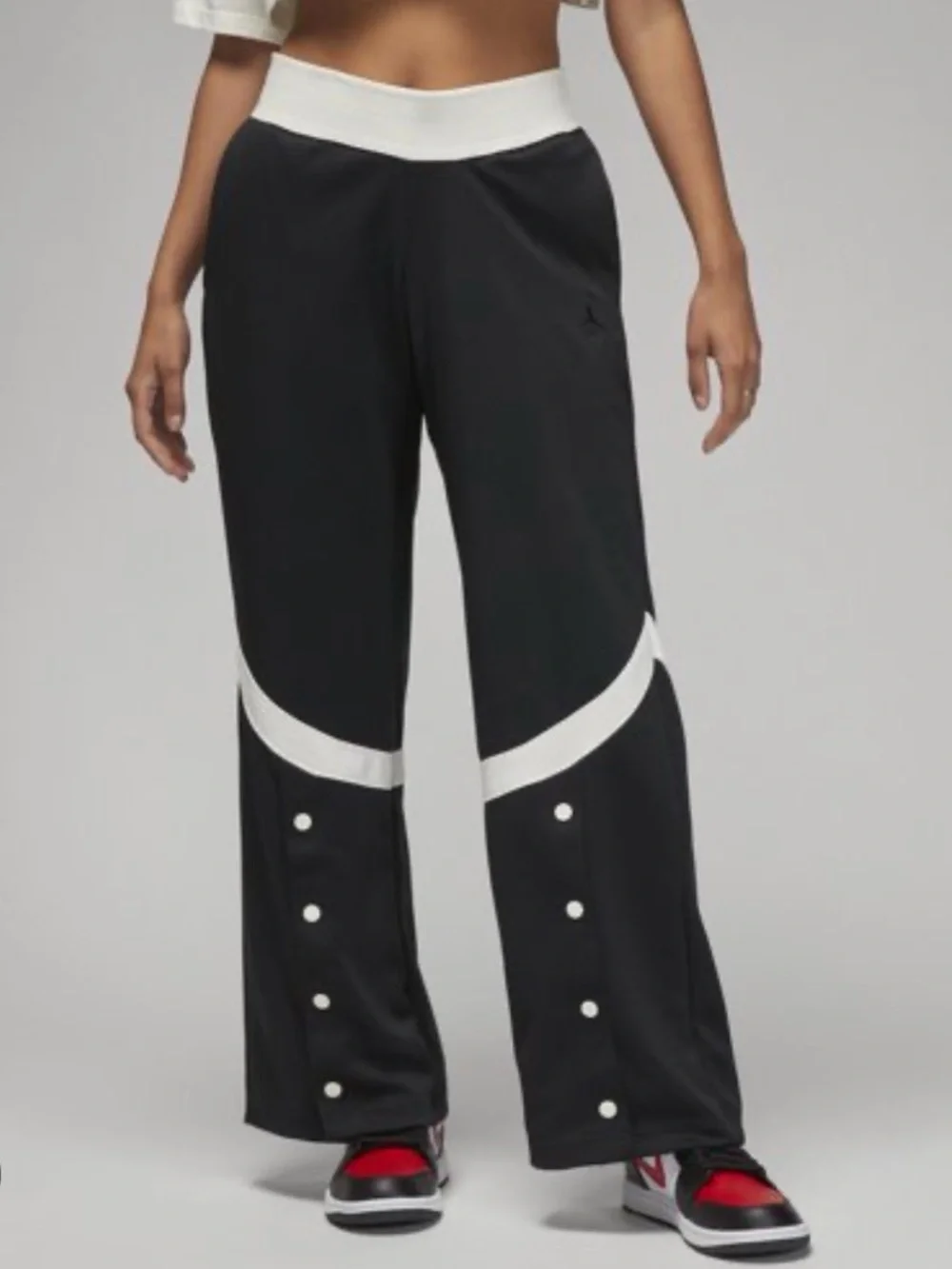 Air Jordan Heritage Black Wide-Leg Track Pants with White Stripe Detail